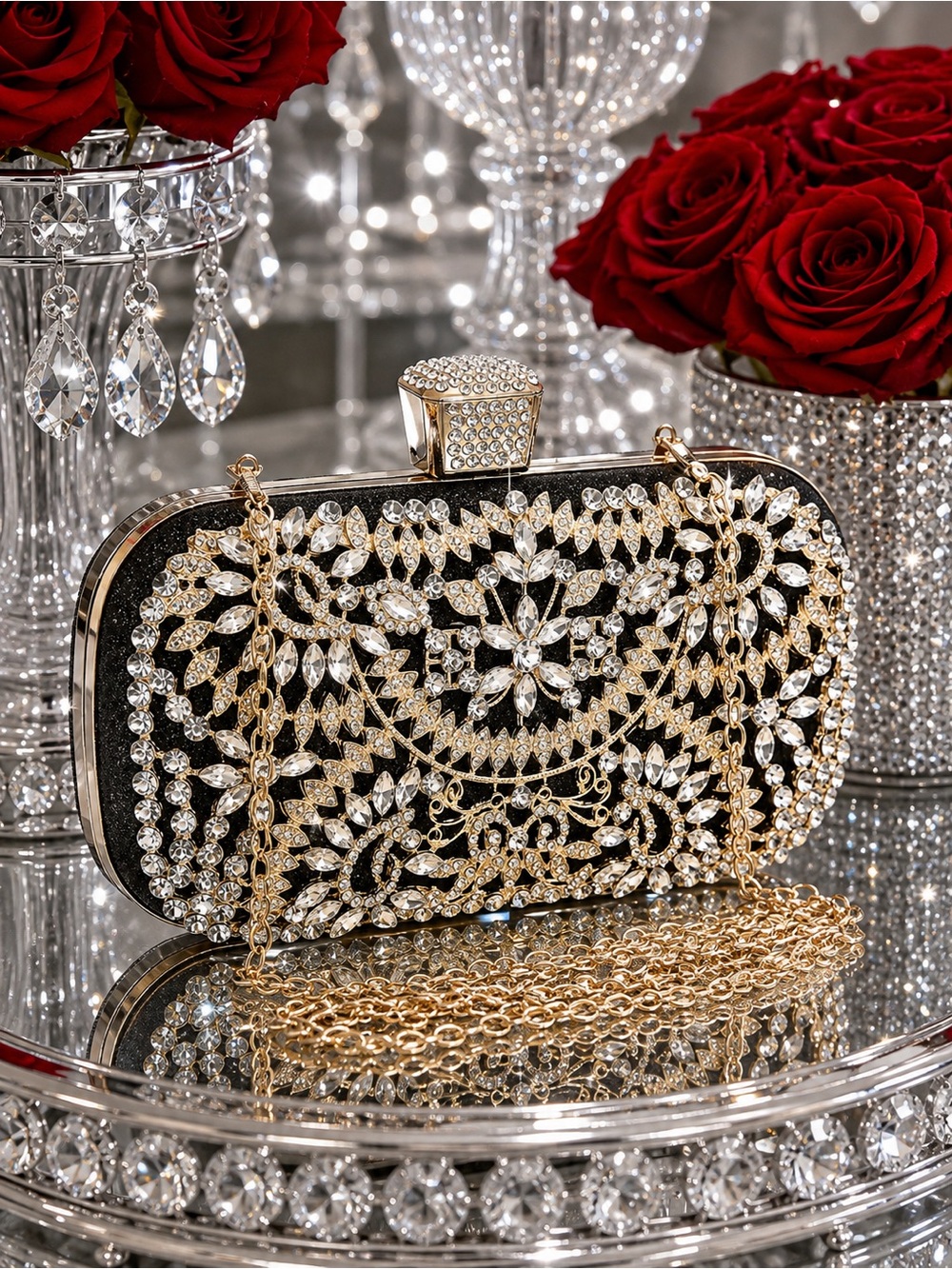 NEW Sparkling Bling Swarovski Crystal Rhinestone & Glitter Clutch Purse - Picture 4 of 4